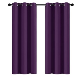 Yakamok Purple Blackout Curtains Room Darkening Thermal Insulated Grommet top Window Curtains for Living Room, 42 x 72 Inch,One Pair