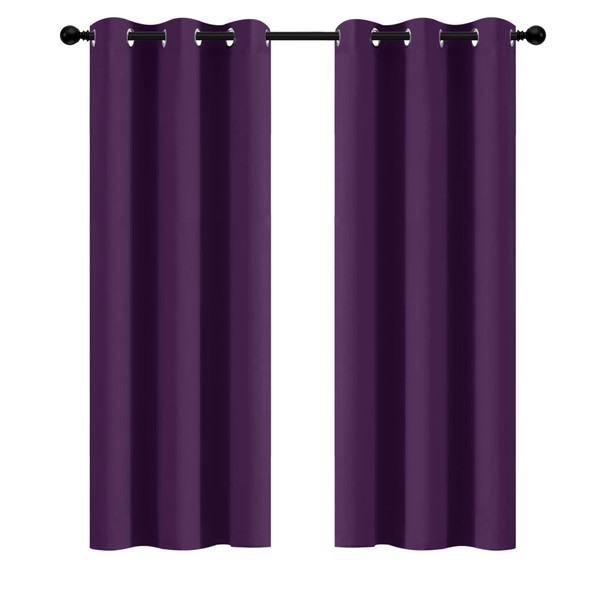 Yakamok Purple Blackout Curtains Room Darkening Thermal Insulated Grommet top