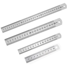 4pcs Ruler Set Scale Ruler Steel Ruler 15/20/30/10cm Rulers Measuring Ruler Tool For Office Home College Craft Engineering Architectural Work Metal Rulers