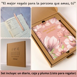 MONART WATERCOLOR ® - Diario de Gratitud, libreta de amor propio, cuaderno manifestacion, agradecimiento, diario personal (Magnolias)