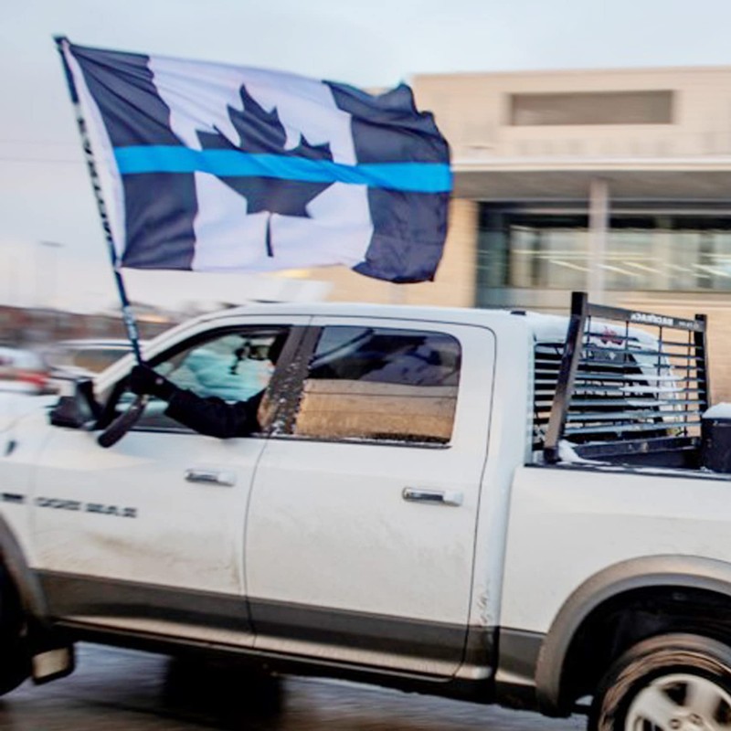 Rhungift Thin Blue Line Canada Flag 3x5 Ft,Quadruple Stitched Fly