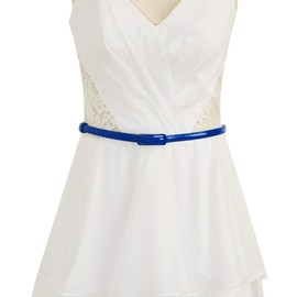 Selighting Women's Solid Color Faux Leather Skinny Belts for Dresses (One Size, Royal Blue)