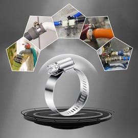 8PCS Hose Clips Stainless Steel 16-25mm Jubilee Clips Assorted Hose Clamps Adjustable Hose Pipe Clips Worm Drive Small for Flexible Exhaust Hose Pipe Washing Machine Garden Connections