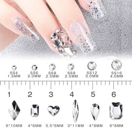 ESJNNK Rhinestone Nail Rhinestones 3 Piece Set Nail Decoration 3D Mixed Nail Art Parts Crystal Self Nail Resin Nail Set Handmade Material DIY Craft Parts (Silver A)