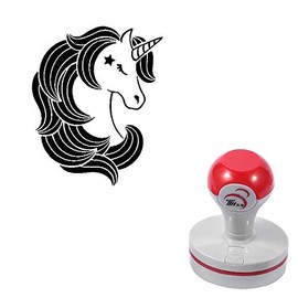 Seasonstorm Kawaii Unicorn Self-Inking Photosensitive Planner Scrapbooking Stamps for Card Making Bullet Journal Art Supplies Round 1.6 inches Black Ink (SA76)