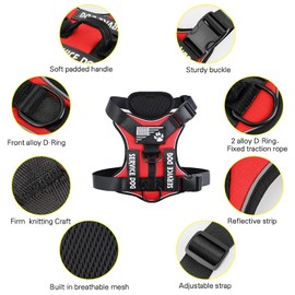 Demigreat Service Dog Harness, Reflective Dog Vest Harness with 5 PCS Patches, Adjustable Soft Oxford Pet Harness, Inner Layer Mesh, Easy to Control for Dogs