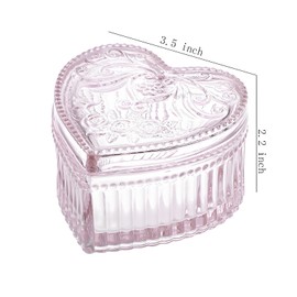 Gaolinci Crystal Glass Heart-Shaped Storage Box Embossed Jewelry Box Candy Box with Lid