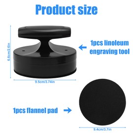 Block Printing Baren, Comfort Grip Handle Baren Printmaking Tool with Flannel Pad Multipurpose Linoleum Block Printing Tools for Painting Linocut DIY Art Craft Supplies (Black)