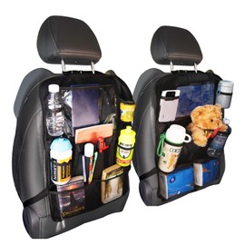VEHIRIE Car Seat Organiser 2 Pack, BackSeat Protector for Kid Toy Storage Box with 12 Inch Touch Screen Car Tidy Organiser 10 Pockets