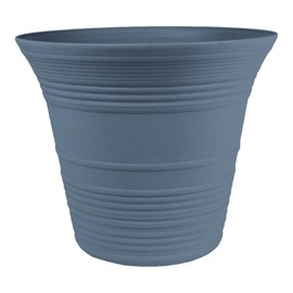 The HC Companies Sedona Round Self-Watering Pot - Lightweight Self Care Planter - Plastic Planter for Herbs & More - Durable Plant Pots for Indoor Plants & Outdoor Plants (9" Slate Blue)