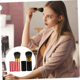 Mikinona 2pcs Blush Brush Set for Women Double-sided Makeup Brushes for Cheeks Nose Shadow Highlighter Loose/pressed Powder Portable Telescopic for Convenience