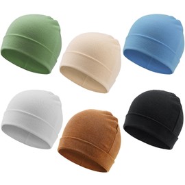 DRESHOW 6 Pieces Newborn Baby Hat Unisex Hat Toddler Hat Children Soft Cute Knitted Hat Warm Hospital Baby Hat for Boys and Girls 0-6 Months, 6 pack flat hat 35a-09