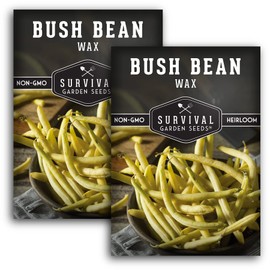 Survival Garden Seeds - Golden Wax Bush Bean Seed for Planting - 2 Packs with Instructions to Plant and Grow Yellow Beans in Your Home Vegetable Garden - Non-GMO Heirloom Variety
