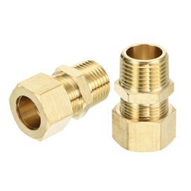 sourcing map 5Pcs Brass Compression Tube Fitting, 5/8" Tube OD x 1/2" NPT Male Connector Straight Coupling Adapter Union Fittings