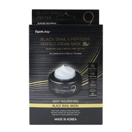 Farm Stay 팜스테이 블랙 스네일 앤 펩타이드9 퍼펙트 크림 마스크 23ml(10매) Farm Stay Black Snail & Peptide 9 Perfect Cream Mask 23ml (10 Sheets)