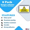 8 Pack - Danger Asbestos Stickers - Waterproof Vinyl Decals