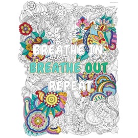 Giant Coloring Poster for Adults, Teens, and Kids - Large Inspirational & Motivational Mandala Coloring Page Sheets - Ideal for Classroom, Office, Home & Group Activities (Breath In, 18x24)