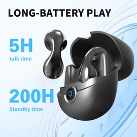 AMAFACE - Auriculares inalámbricos Bluetooth 5.3 con micrófono, diseño ergonómico, auriculares con modo de música para juegos/graves profundos, sonido estéreo, diseñados para computadora/smartphone,