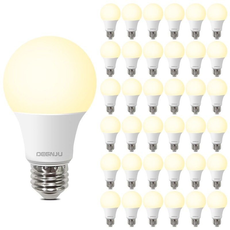 DEGNJU 36 Pack LED Light Bulbs Soft White 2700K, 60