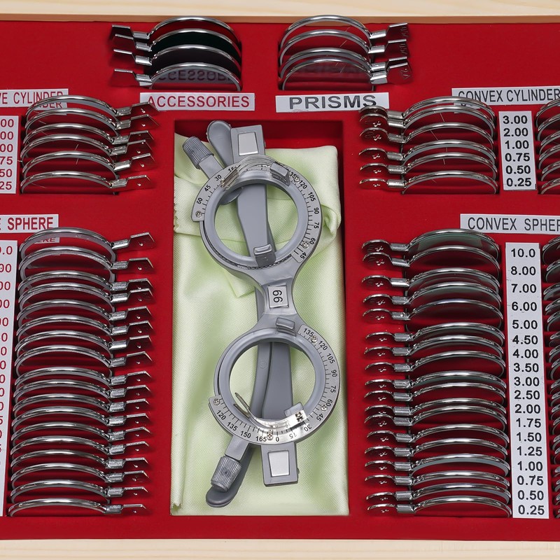 104 Optical Trial Lens Set, Metal Rim Aluminum Optometry Kit