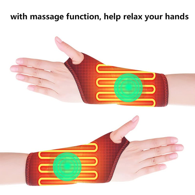 Wrist Heated Brace Wrap - Riloer 3 Adjustable Levels Pain