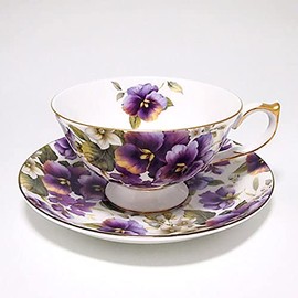 Ainsley STCL00001C Wild Pansy Tea Cup & Saucer, Approx. 7.8 fl oz (200 ml)