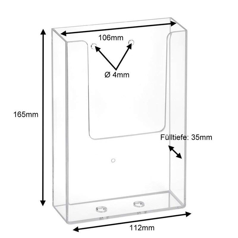 DIN Long Wall Brochure Holder with Drill Holes/Brochure Holder/Flyer Holder/Wall