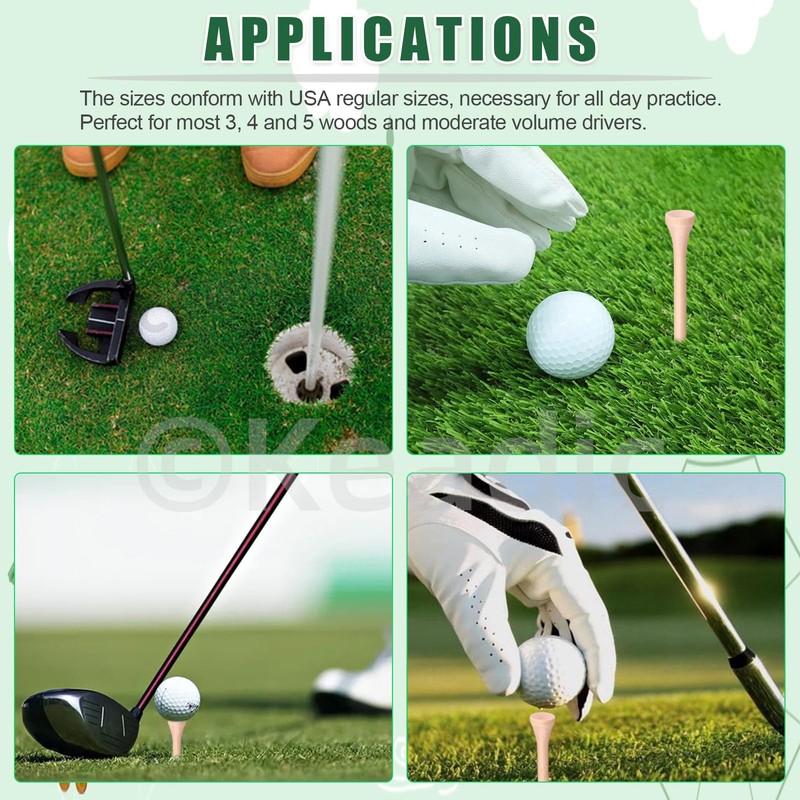 Keadic 180Pcs Wood Golf Tees Assortment Set, 1-5/8” 3-1/4" 2-3/4"