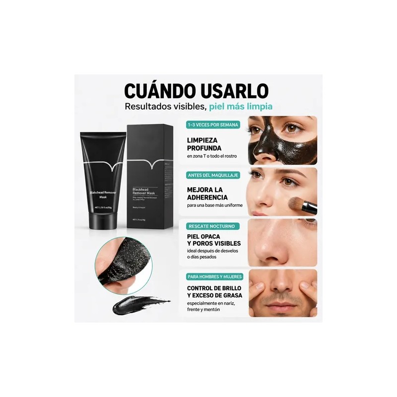Mascarilla Facial 50g Carbón Activado Elimina Puntos Negros