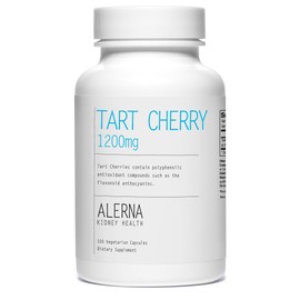 Alerna Kidney Health Tart Cherry Extract 1200 mg, 100 Vegetarian Capsules - Gluten Free, Non-GMO