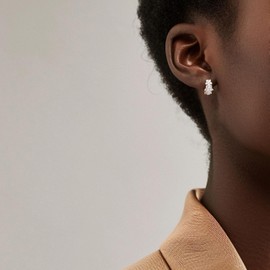 PHNIBIRD Flower earrings with zircon Sterling Silver Hoop Earrings for Women Dainty Small Huggie Hypoallergenic