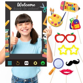 Back to School Decorations, First Day of School Photo Prop, Photo Booth Props for First Day of Welcome Back to School Party Supplies (Black)