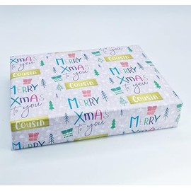 2 Sheets Merry Xmas To You Cousin Wrapping paper Christmas Pink Family Relation Giftwrap (PA)