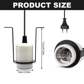 Reptile Ceramic Heat Lamp Lamp Holder, E27 Heating Lamp Holder, Terrarium Lamp with 1.5 m Cable and Plug, Heat Lamp Socket Ceramic for Terrarium Lamp, Turtle, Lizard, Bearded Dragon