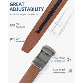 Belts Men,BOSTANTEN Mens Belts Leather Ratchet Belt Adjustable Dress Belt with Click Sliding Buckle Brown