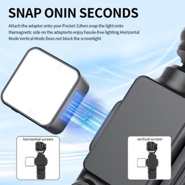 Magnetic Mini Light for DJI Osmo Pocket 3,Dual Led Video Light for Pocket3, (2500K-6000K)±200K CRI ≥95 300mAh 40 LUX Adjustable Fill Video Light, Brightness 3 Levels Adjustable - Black