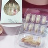 Medium Almond Flower Press on Nails 24Pcs Glossy White Curve