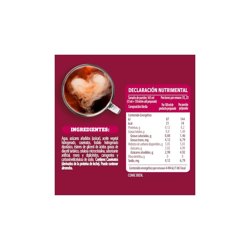 Coffee Mate Sustituto de Crema Para Café Líquido Sabor a