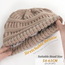 FURTALK Winter Hats for Women Fleece Lined Knit Beanie Hats Slouchy Warm Beanies Ski Skull Cap Khaki