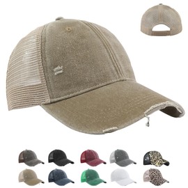 CWENDANER Unisex Baseball Cap, Trucker Cap, Mesh, Adjustable Mesh Running Caps, Vintage Baseball Cap, khaki, 55-59