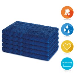 Lavea Guest Towels, Terry Series Elena, 30 x 50 cm, Royal Blue, Set of 5