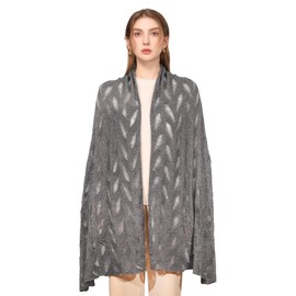 Mongoro Cashmere 30% Mongolian Cashmere 70% Australian Merino Wool Scarves Extra Large Pashmina Wrap Shawl Stole Grey Leaf/leaves Solid with Gift Box