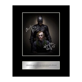 Heath Ledger Christian Bale Signed Mounted Photo Display The Dark Knight Signed Mounted Photo Display