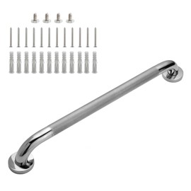 BOSHIRO 24 Inch Bathroom Shower Grab Bar, 304 Stainless Steel 1.25" Diameter Anti-Slip Handicap Grab Bar Support Shower Rail Senior Handrail Shower Safety Bar Handle Silver