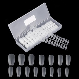 Annhua Nail Tips, Clear, 270 Pieces, Ultra Thin, Matte, Long, Nail Tip Set, Ballerina, Medium, Clear Tipset, False Nails, Nail Length Tips, Natural Fit, Practice, Commercial Use, Nail Art with Case