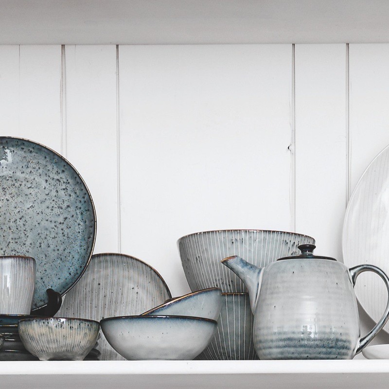 Broste Copenhagen 14533134 Nordic Sea Cup and Saucer, Stoneware, Blue