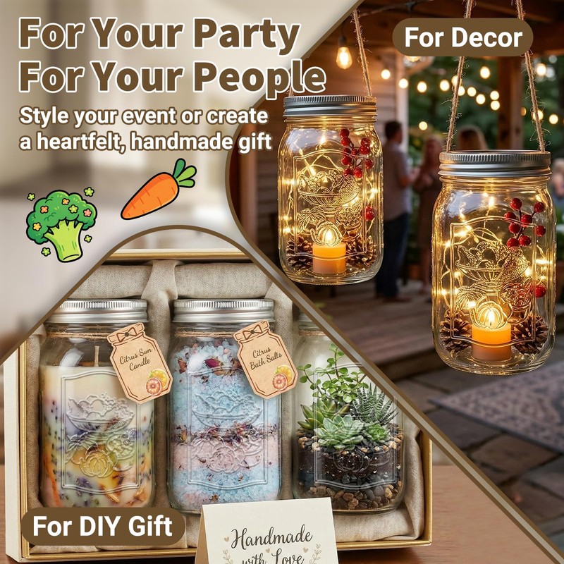 32oz Glass Mason Jars Wide Mouth 12-Pack with Airtight Lids