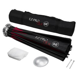 Fotodiox EZ-Pro DLX 60" Collapsible Beauty Dish & Softbox Combination with Bowens Insert & Grid - Silver Reflective Interior & Plate with Double Diffusion