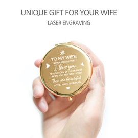 Yountown Gifts for Wife I Love You Wife Gold Compact Mirror