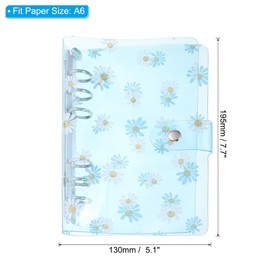 PATIKIL A6 Flower Clear Binder Cover, Soft PVC Loose Leaf Binder Protector Refillable Notebook Shell with Snap Button Closure for DIY Meeting Notebook Folder, Blue